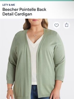 Lety & Me Beecher Pointelle Back Detail Cardigan - Sage Green